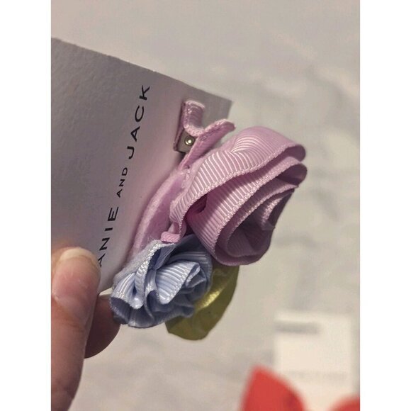 JANIE AND JACK NWT Set of 2 Bows One Coral Red Bow and One Multicolored (1097) - Picture 2 of 8